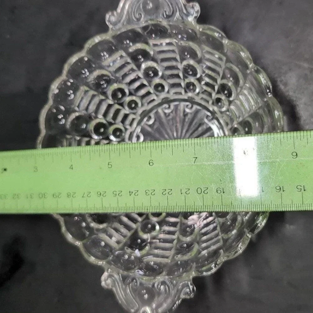 Anchor‎ Hocking Clear Bubble Glass Dish, Vintage Tab-Handle Centerpiece Bowl